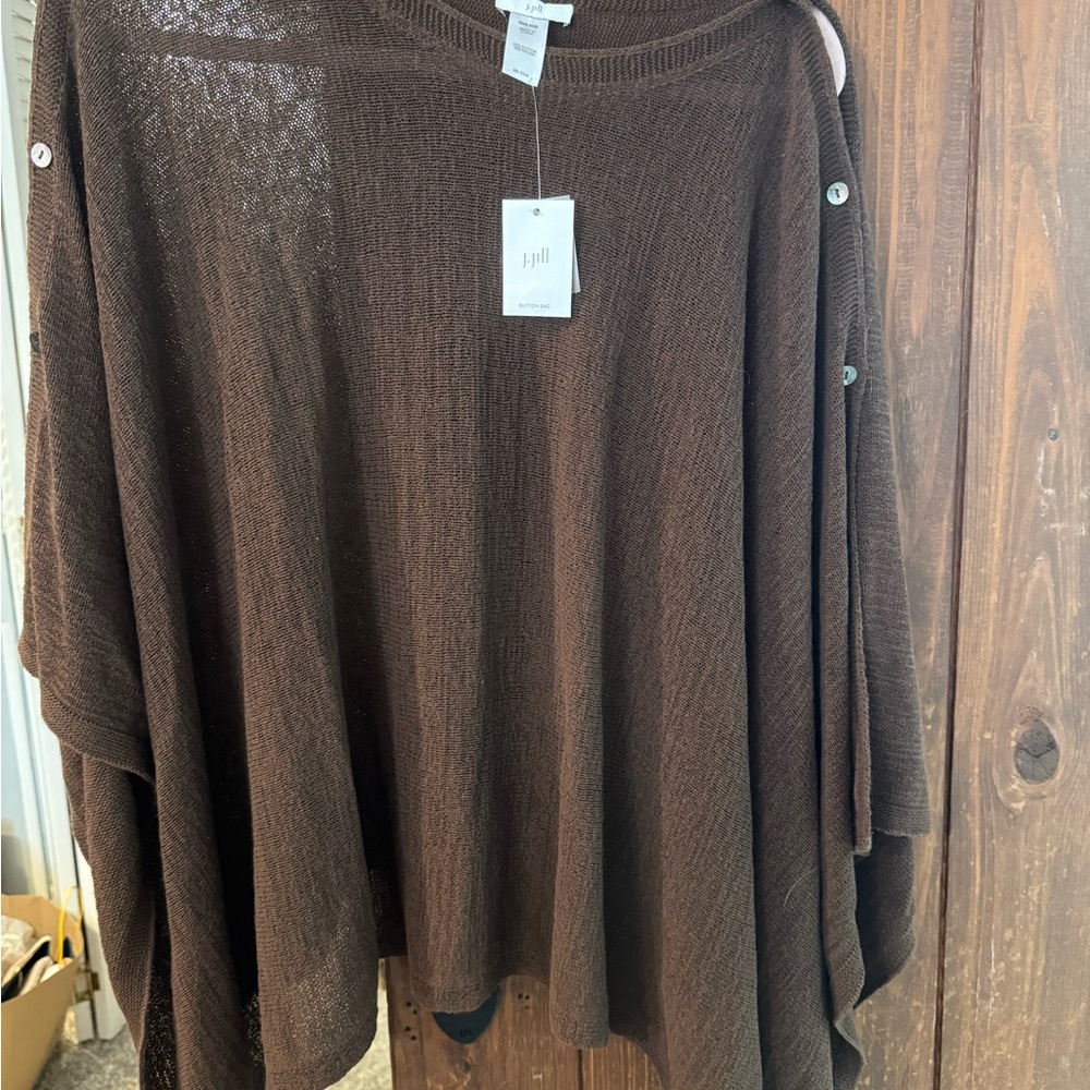 J. Jill Chocolate Brown Poncho Sweater